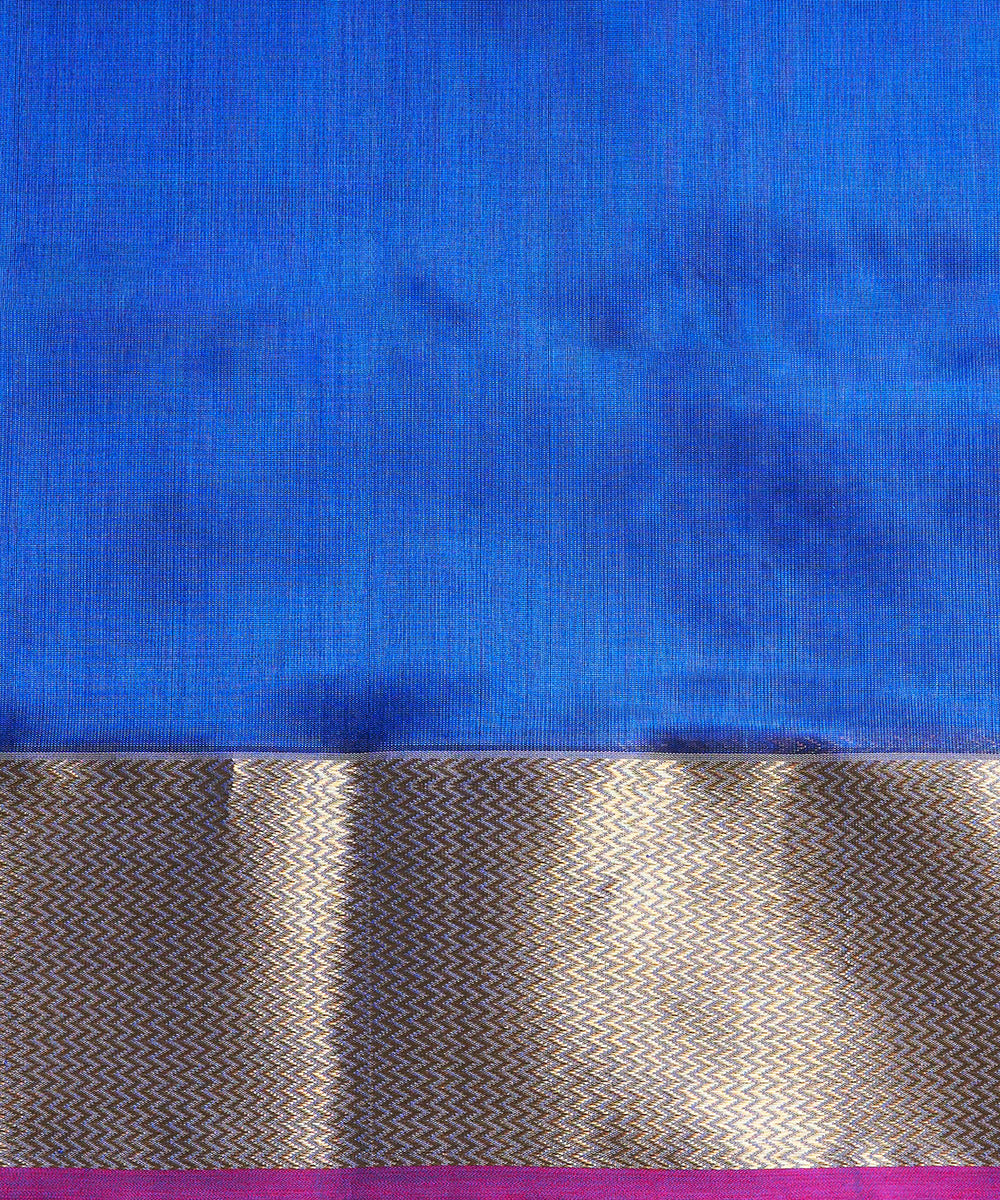 Royal_Blue_Handloom_Pure_Chanderi_Silk_Saree_With_Zari_Border_And_Small_Zari_Boota_WeaverStory_05