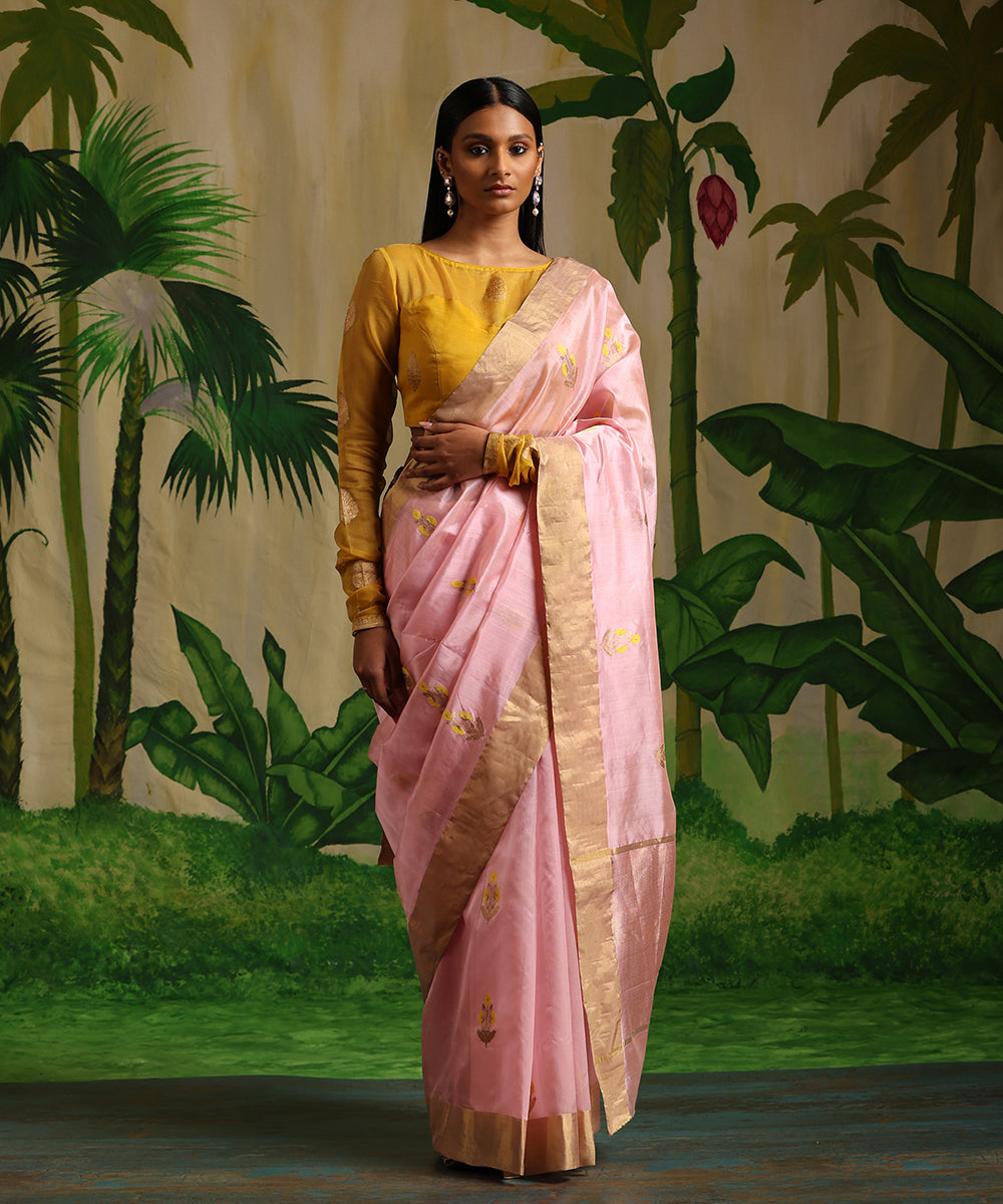 Soft_Pink_Handloom_Pure_Silk_Chanderi_Saree_With_Yellow_Floral_Motifs_WeaverStory_02