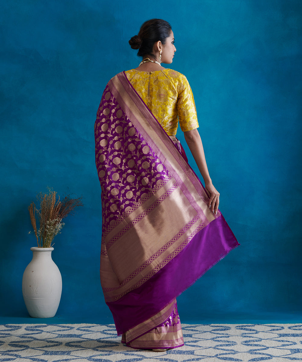 Handloom_Purple_Pure_Katan_Silk_Banarasi_Saree_With_Cutwork_Zari_Jaal_WeaverStory_03