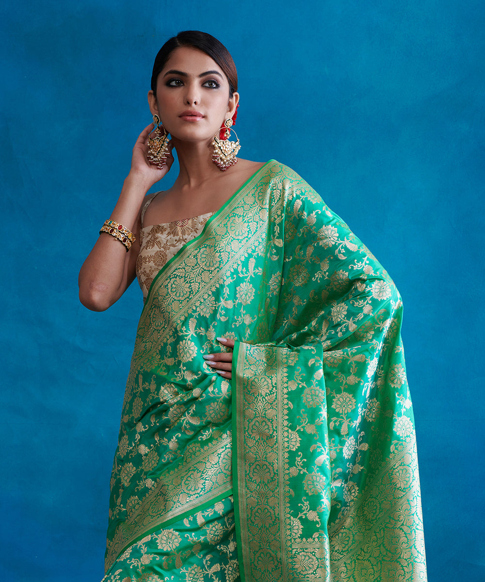 Sea_Green_Handloom_Pure_Katan_Silk_Banarasi_Saree_With_Cutwork_Jaal_WeaverStory_01