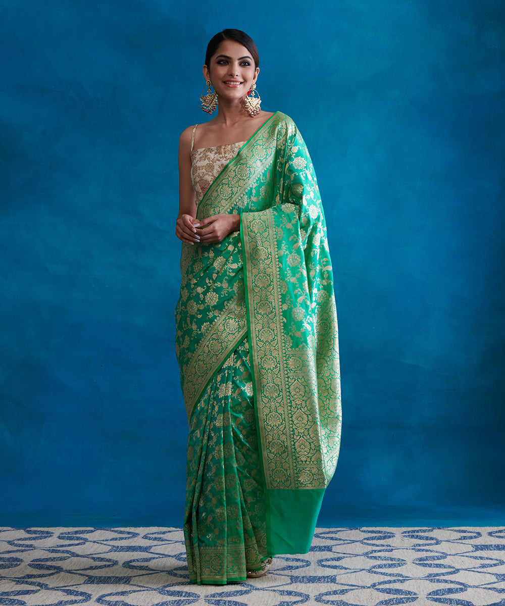 Sea_Green_Handloom_Pure_Katan_Silk_Banarasi_Saree_With_Cutwork_Jaal_WeaverStory_02