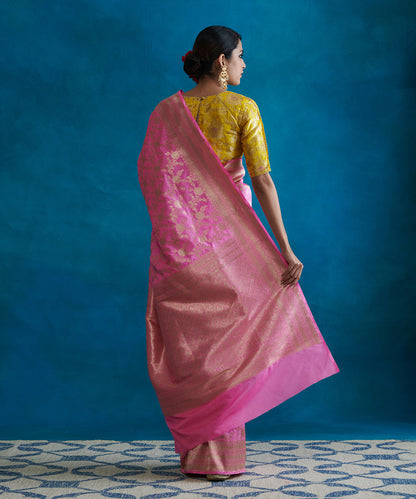 Handloom_Pink_Pure_Katan_Silk_Banarasi_Saree_With_Cutwork_Jaal_WeaverStory_03