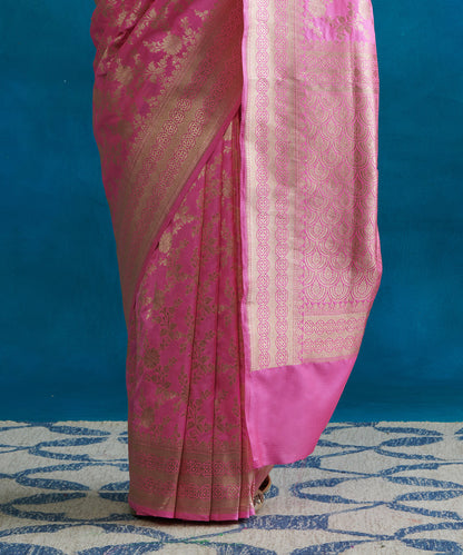 Handloom_Pink_Pure_Katan_Silk_Banarasi_Saree_With_Cutwork_Jaal_WeaverStory_04