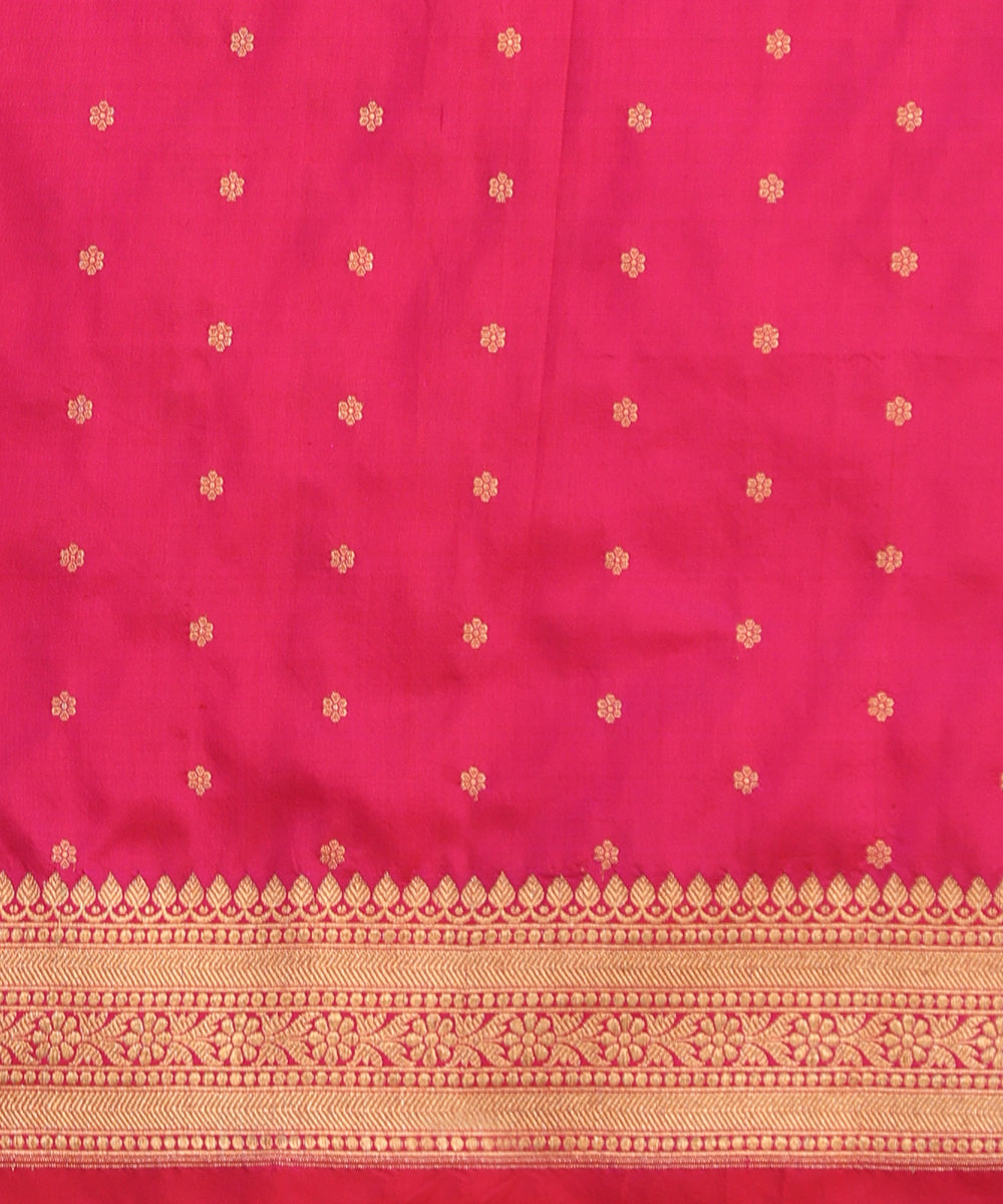 Handloom_Rani_Pink_Pure_Katan_Silk_Banarasi_Saree_With_Small_Booti_Saree_WeaverStory_05