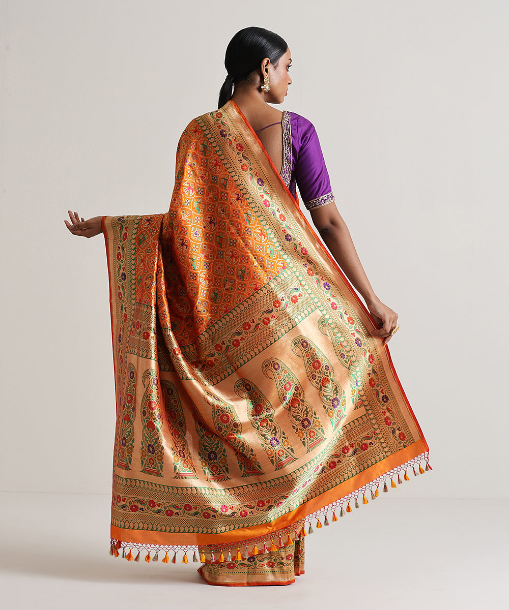 Handloom_Mustard_Pure_Katan_Silk_Banarasi_Patola_Saree_With_Paithani_Border_WeaverStory_03