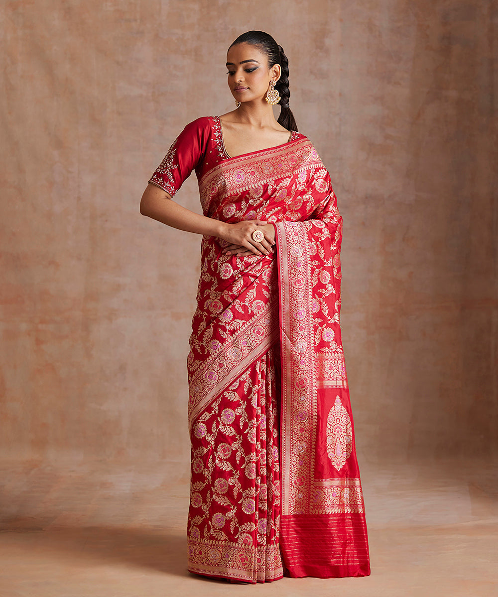 Dreamy Red Color Butterfly Net With Heavy Embroidery Work Saree