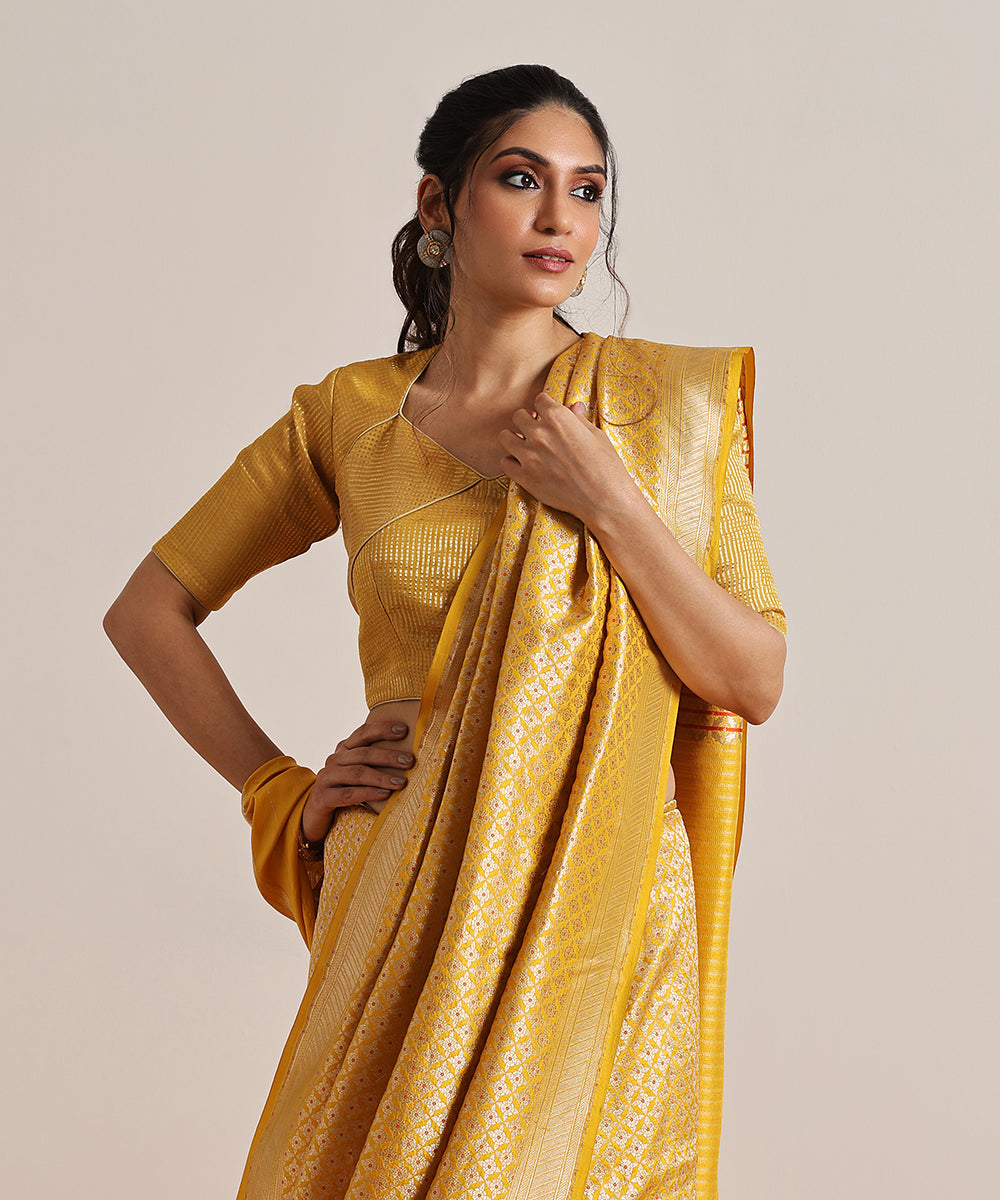 Yellow_Handloom_Pure_Katan_Silk_Kimkhab_Banarasi_Saree_With_Meenakari_WeaverStory_01