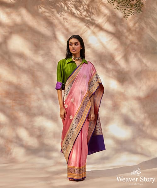 Handloom_Pink_Gajji_Silk_Banarasi_Saree_With_Meenakari_Border_And_Kadhwa_Booti_WeaverStory_02