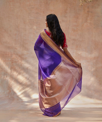 Handloom_Violet_Kora_Silk_Plain_Banarasi_Saree_With_Paisley_Cutwork_Border_WeaverStory_03