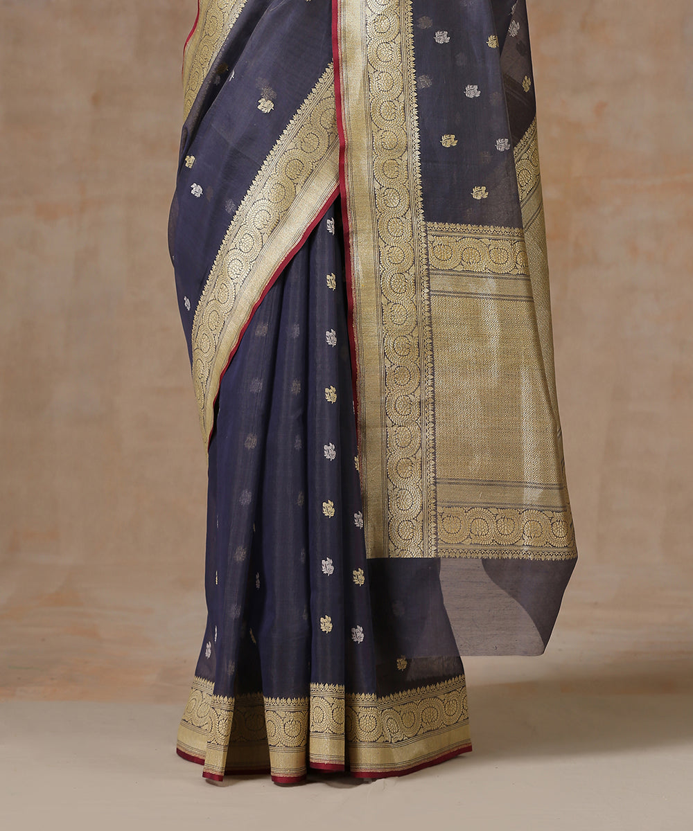 Handloom_Cobalt_Blue_Pure_Katan_Silk_Banarasi_Saree_With_Cutwork_Booti_WeaverStory_04