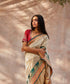 Cream_Handloom_Pure_Tissue_Silk_Banarasi_Saree_With_Golden_Booti_And_Meenakari_Border_WeaverStory_01