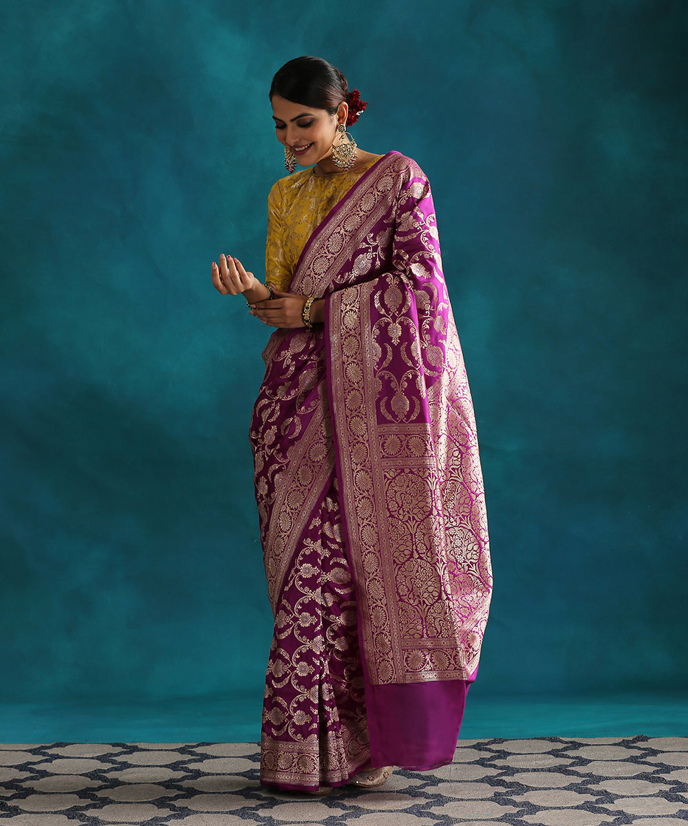 Purple_Handloom_Pure_Katan_Silk_Jamdani_Banarasi_Saree_With_Cutwork_Upada_Weave_WeaverStory_02