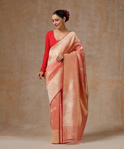 Peach_Handloom_Pure_Tissue_Silk_Banarasi_Saree_With_Gold_Zari_WeaverStory_02