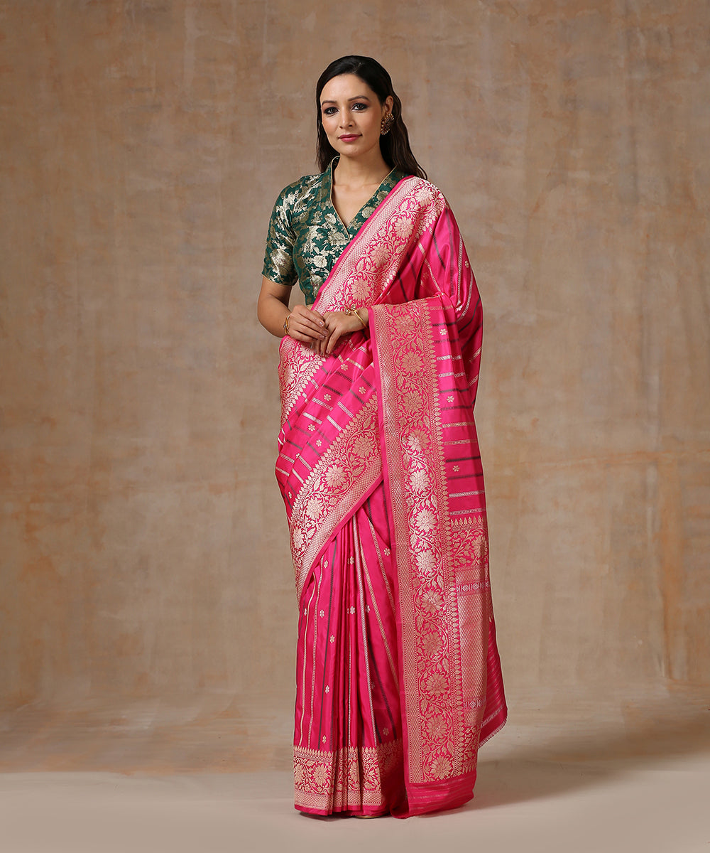 Handloom_Rani_Pure_Katan_Silk_Banarasi_Saree_With_Kadhwa_Booti_WeaverStory_02