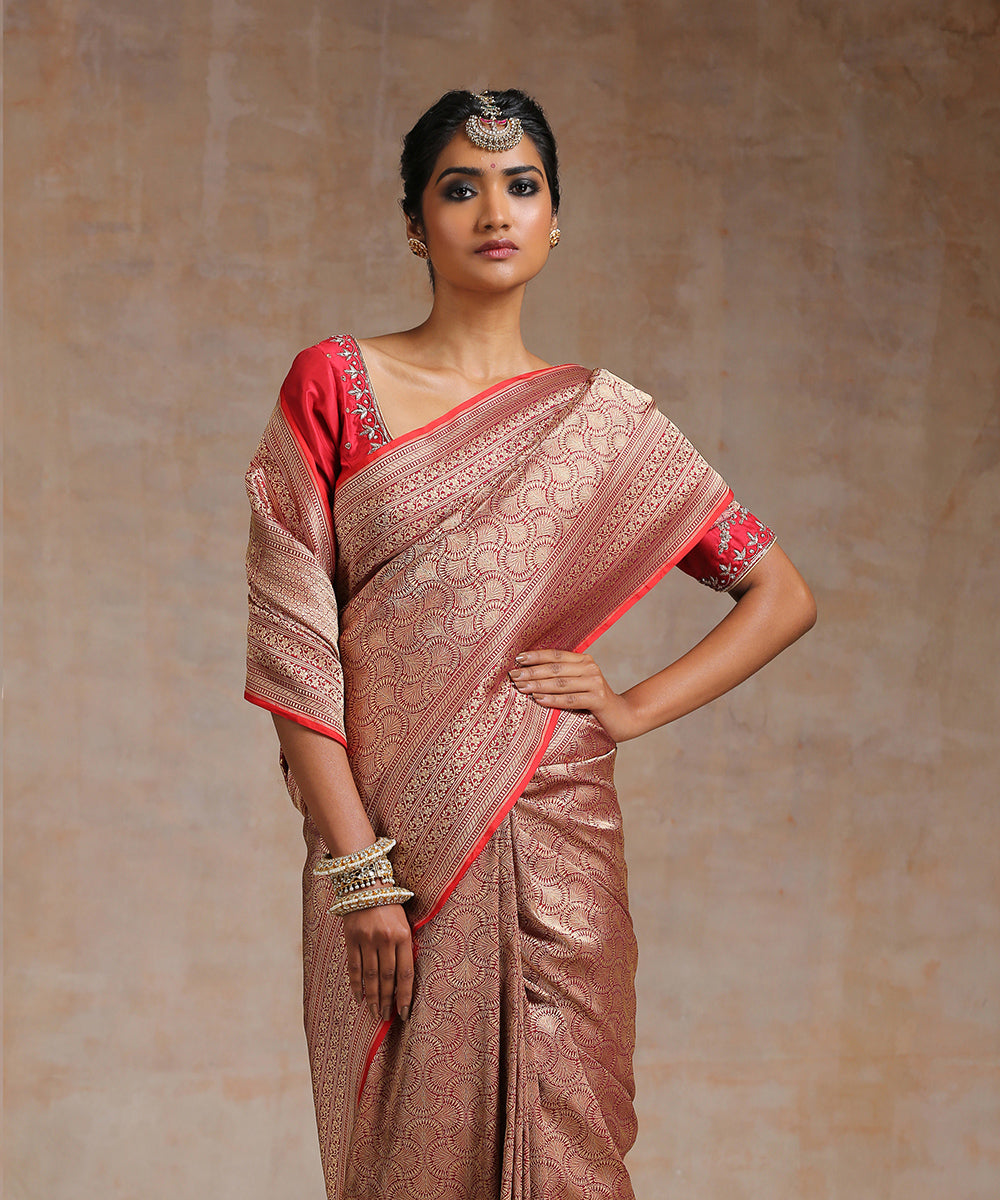 Maroon_Handloom_Pure_Katan_Silk_Banarasi_Saree_With_Antique_Zari_WeaverStory_01