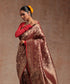 Wine_Handloom_Pure_Katan_Silk_Kimkhab_Banarasi_Saree_With_Antique_Zari_WeaverStory_01