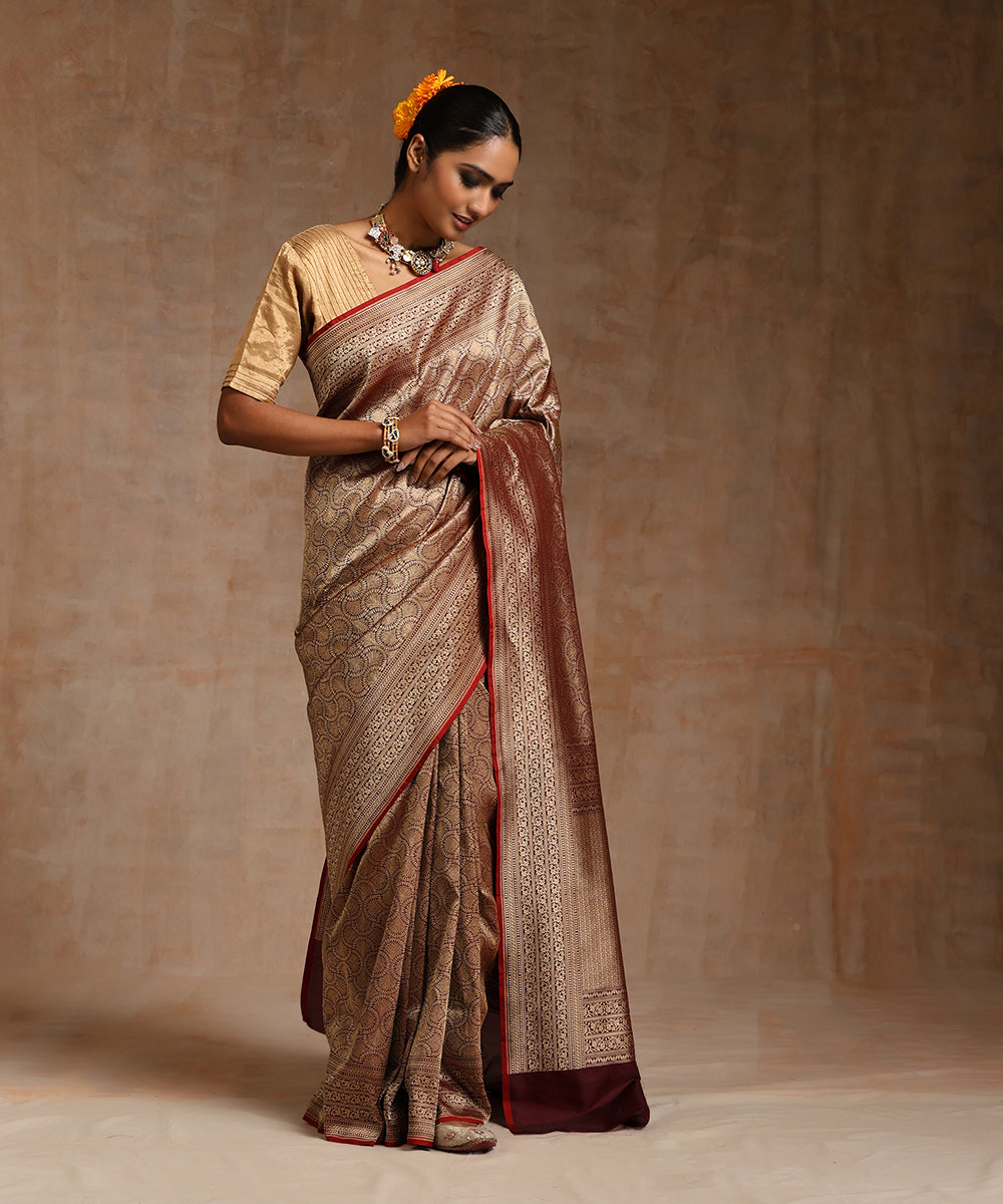 Handloom_Wine_Pure_Katan_Silk_Kimkhab_Banarasi_Saree_With_Antique_Zari_WeaverStory_02