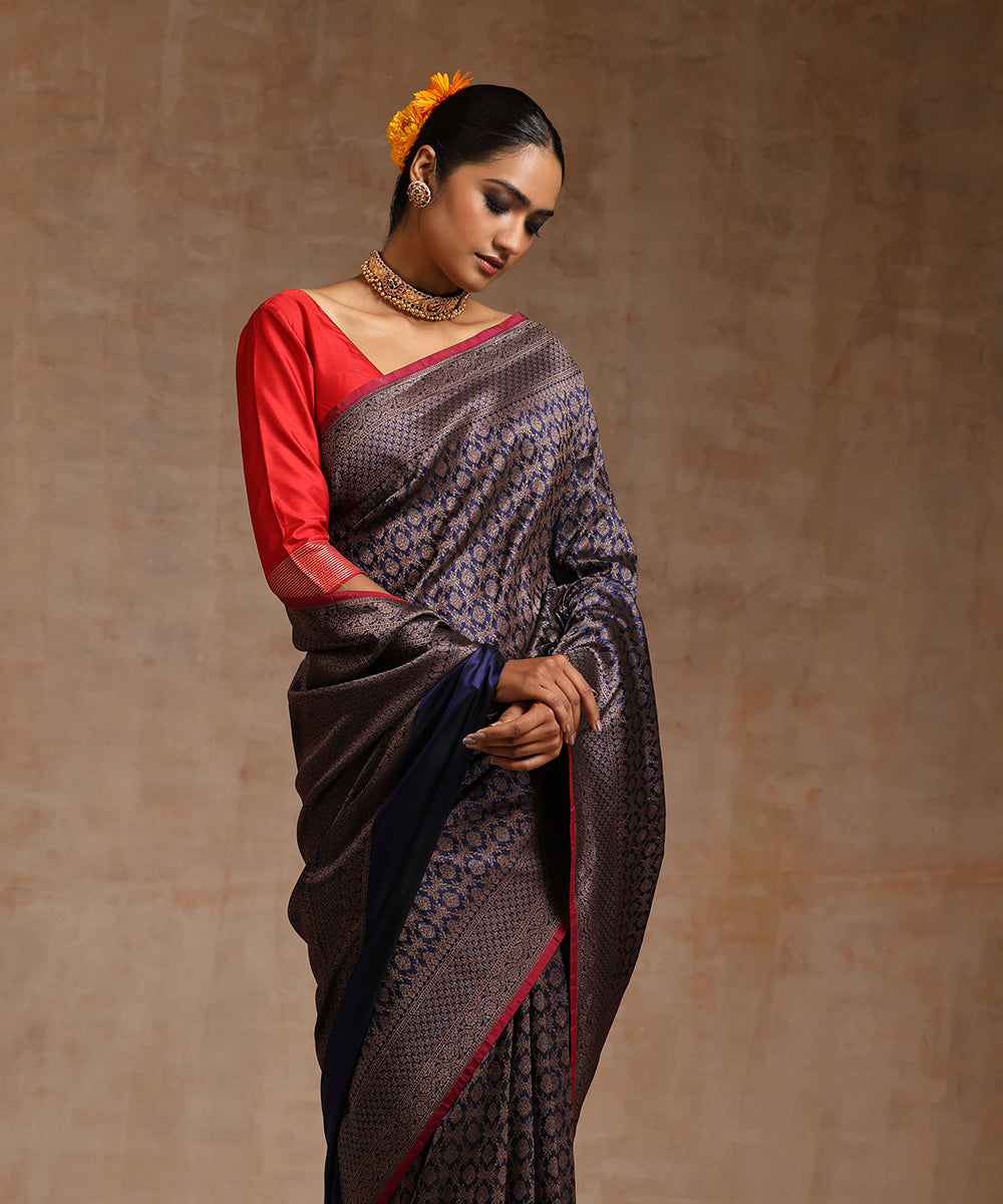 Blue_Handloom_Pure_Katan_Silk_Kimkhab_Banarasi_Saree_With_Antique_Zari_WeaverStory_01