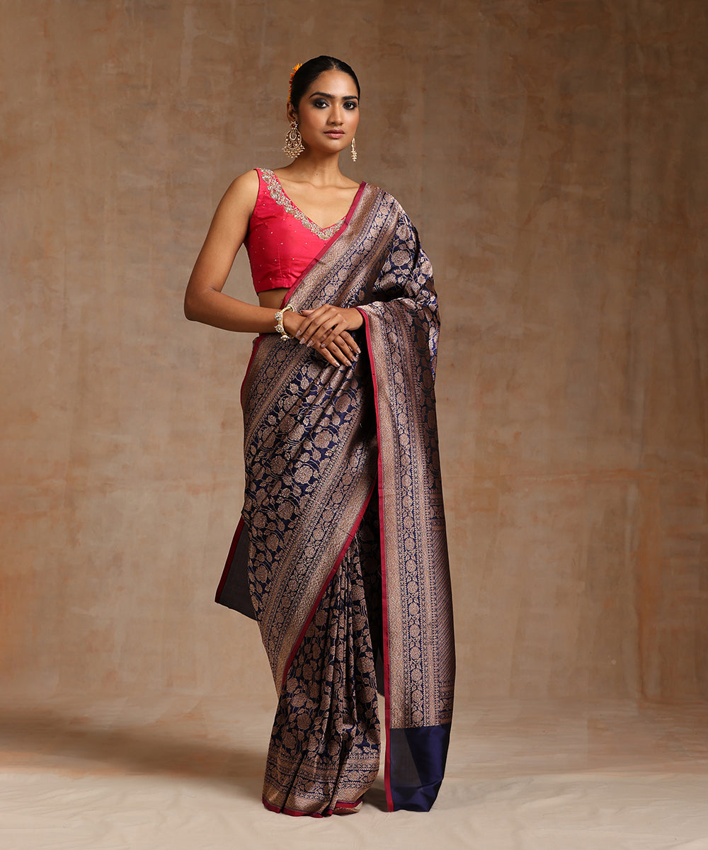 Handloom_Blue_Pure_Katan_Silk_Antique_Zari_Banarasi_Saree_With_Kimkhab_Weave_WeaverStory_02