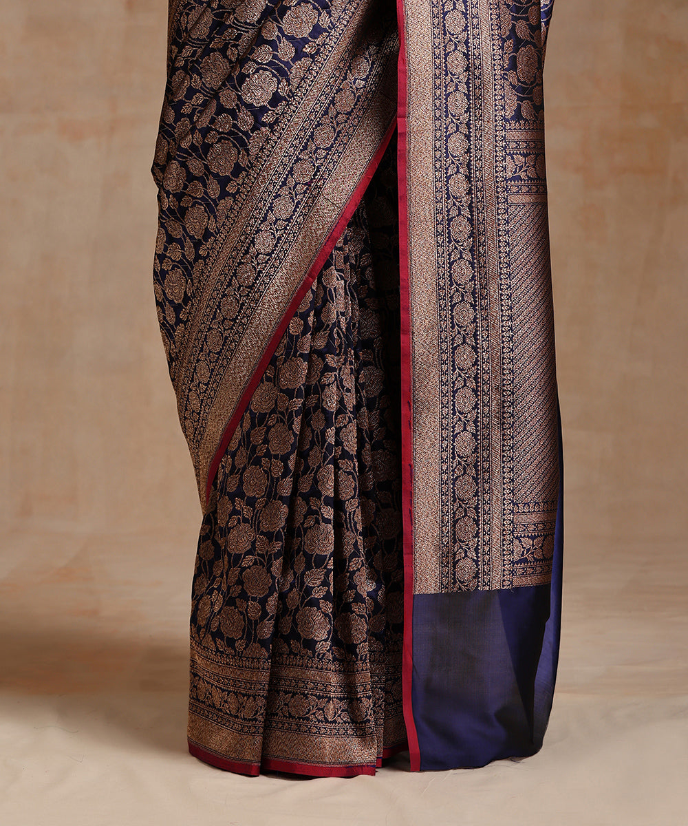 Handloom_Blue_Pure_Katan_Silk_Antique_Zari_Banarasi_Saree_With_Kimkhab_Weave_WeaverStory_04