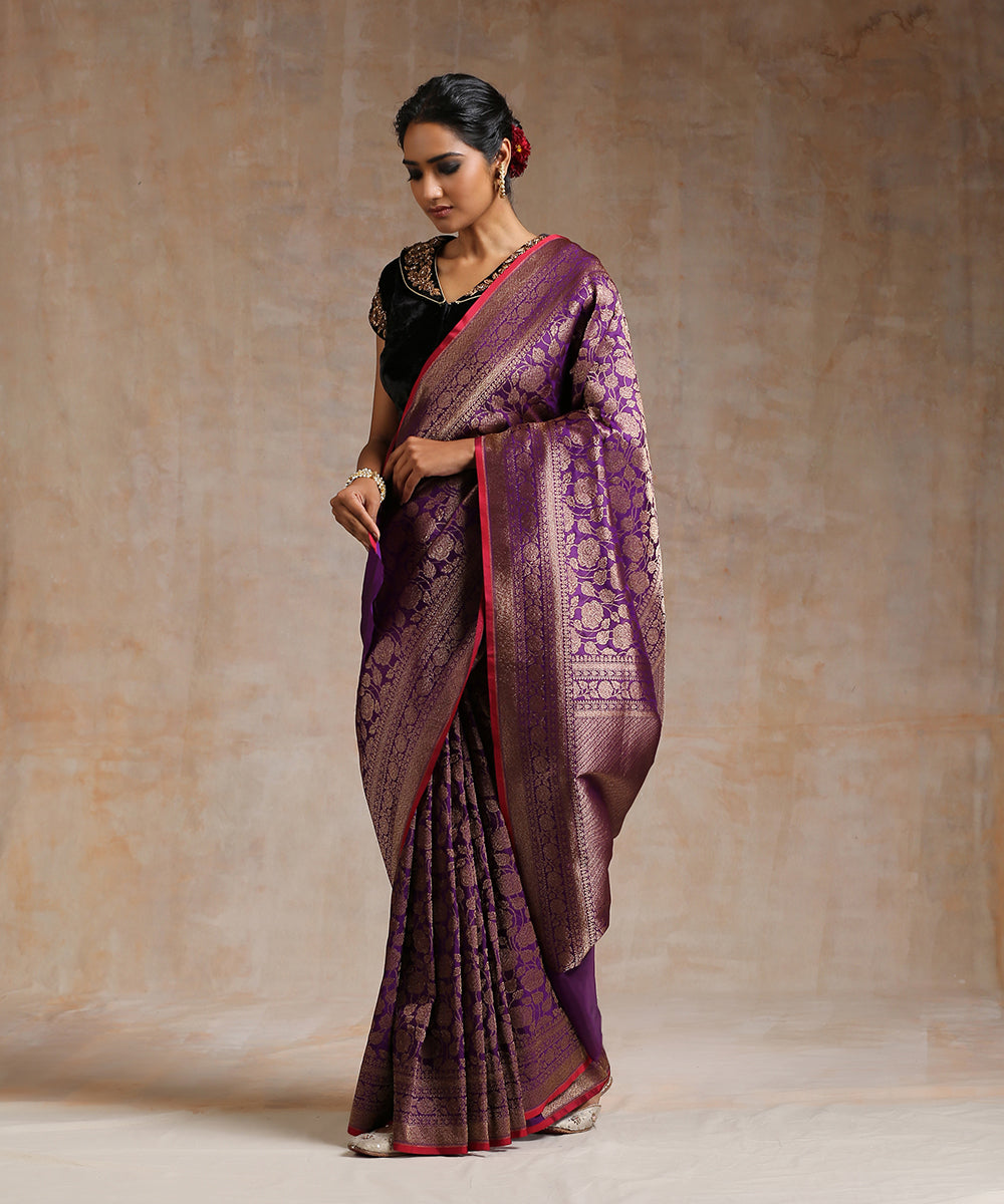 Purple_Handloom_Pure_Katan_Silk_Banarasi_Saree_With_Antique_Zari_WeaverStory_02