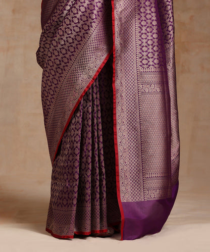 Handloom_Purple_Pure_Katan_Silk_Kimkhab_Banarasi_Saree_With_Antique_Zari_WeaverStory_04