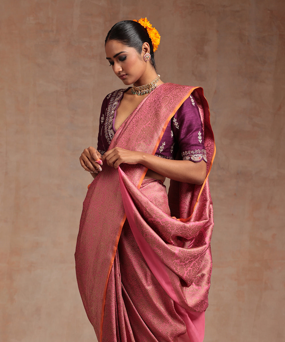 Pink_Handloom_Pure_Katan_Silk_Antique_Zari_Banarasi_Saree_With_Kimkhab_Weave_WeaverStory_01