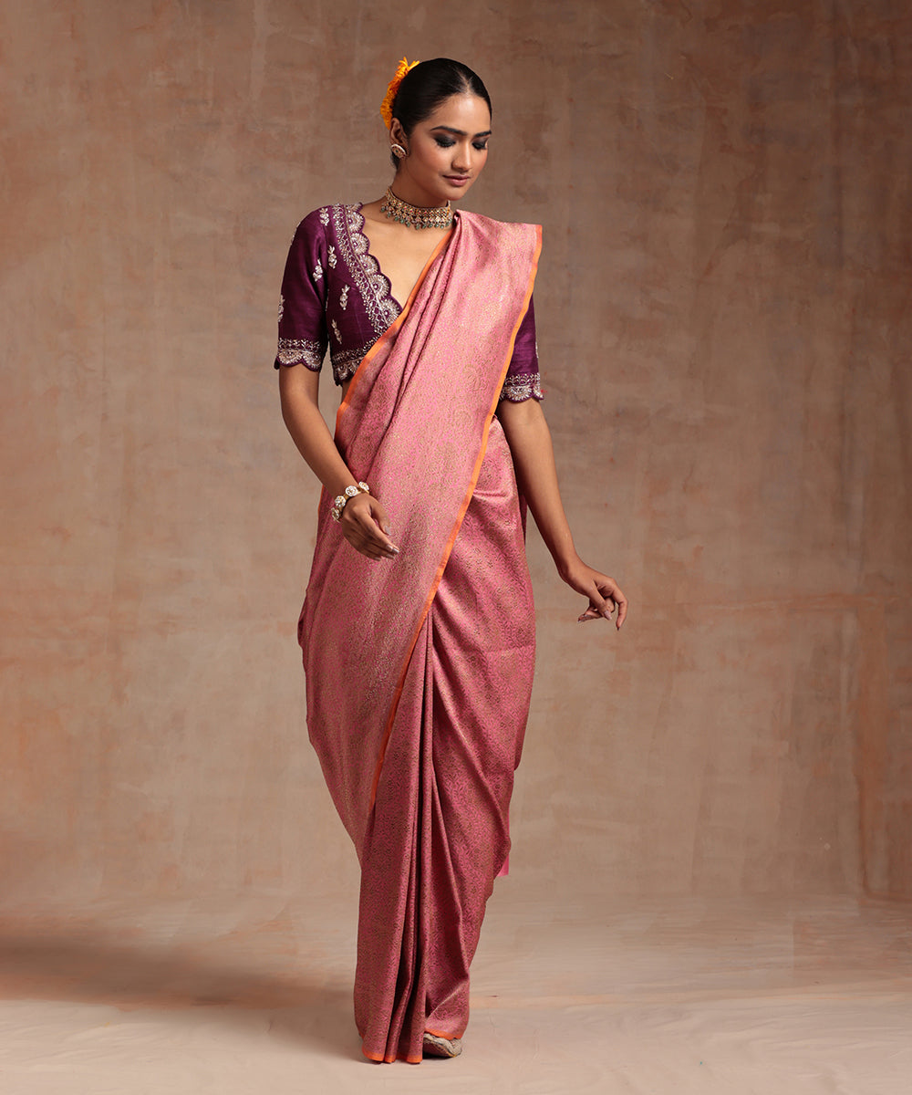 Pink_Handloom_Pure_Katan_Silk_Antique_Zari_Banarasi_Saree_With_Kimkhab_Weave_WeaverStory_02