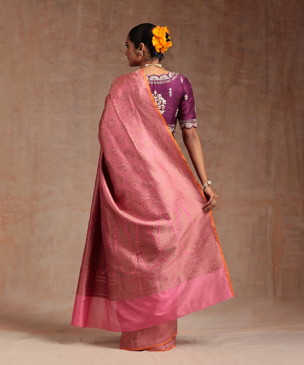 Pink_Handloom_Pure_Katan_Silk_Antique_Zari_Banarasi_Saree_With_Kimkhab_Weave_WeaverStory_03