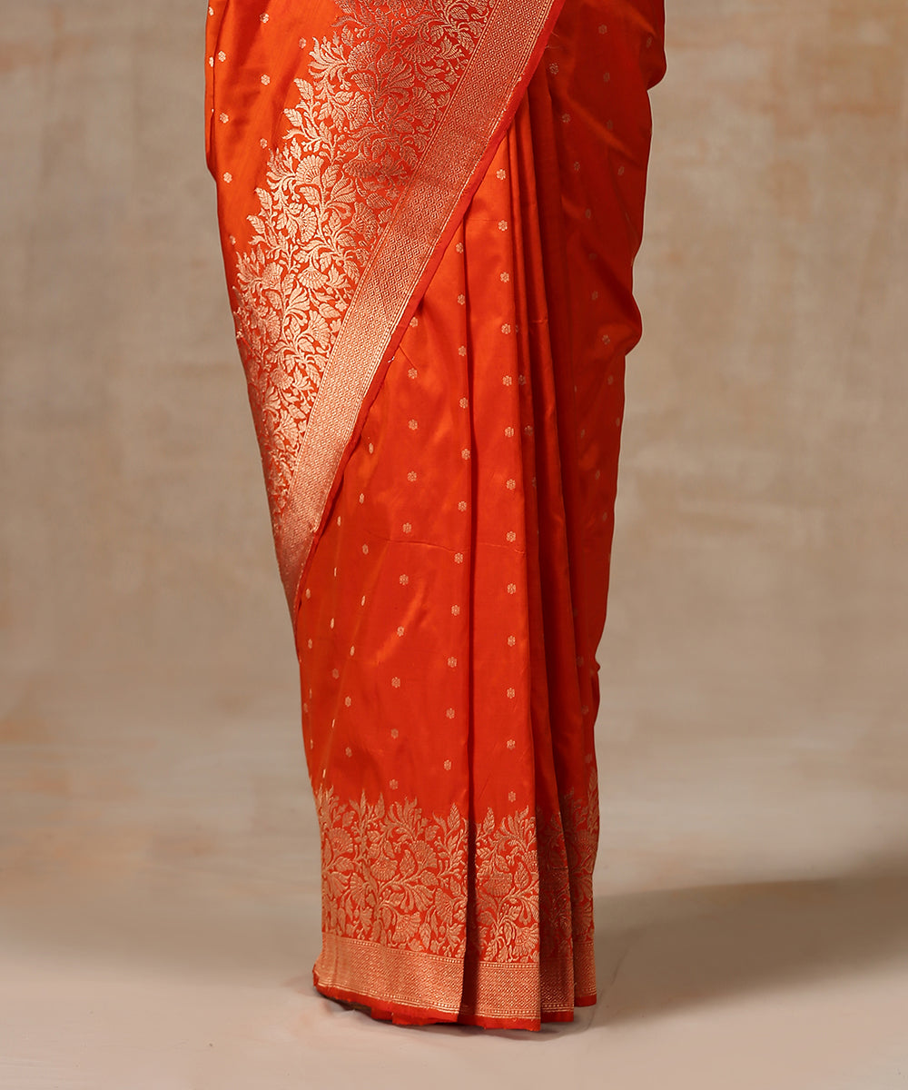 Orange_Handloom_Pure_Katan_Silk_Banarasi_Saree_With_Booti_WeaverStory_04