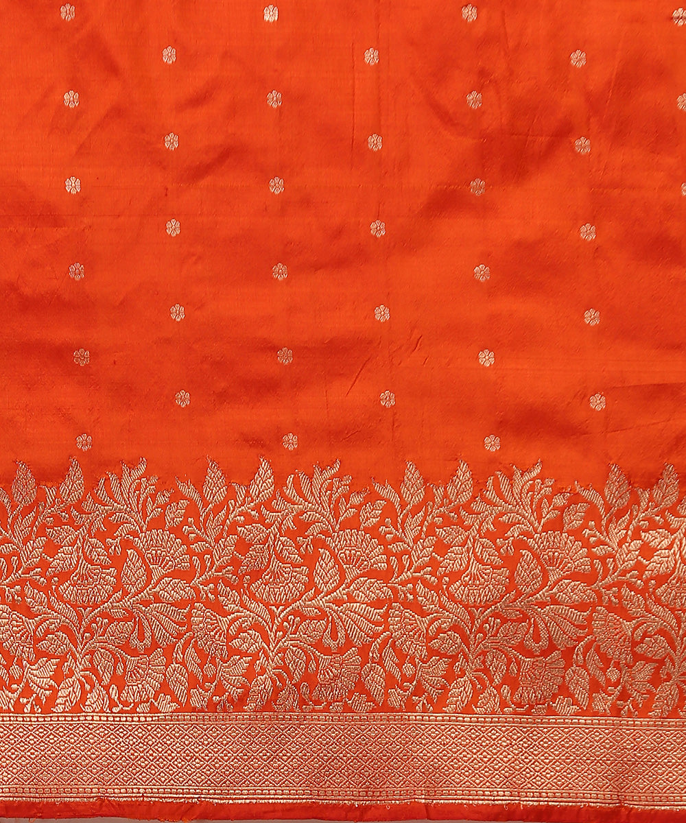 Orange_Handloom_Pure_Katan_Silk_Banarasi_Saree_With_Booti_WeaverStory_05