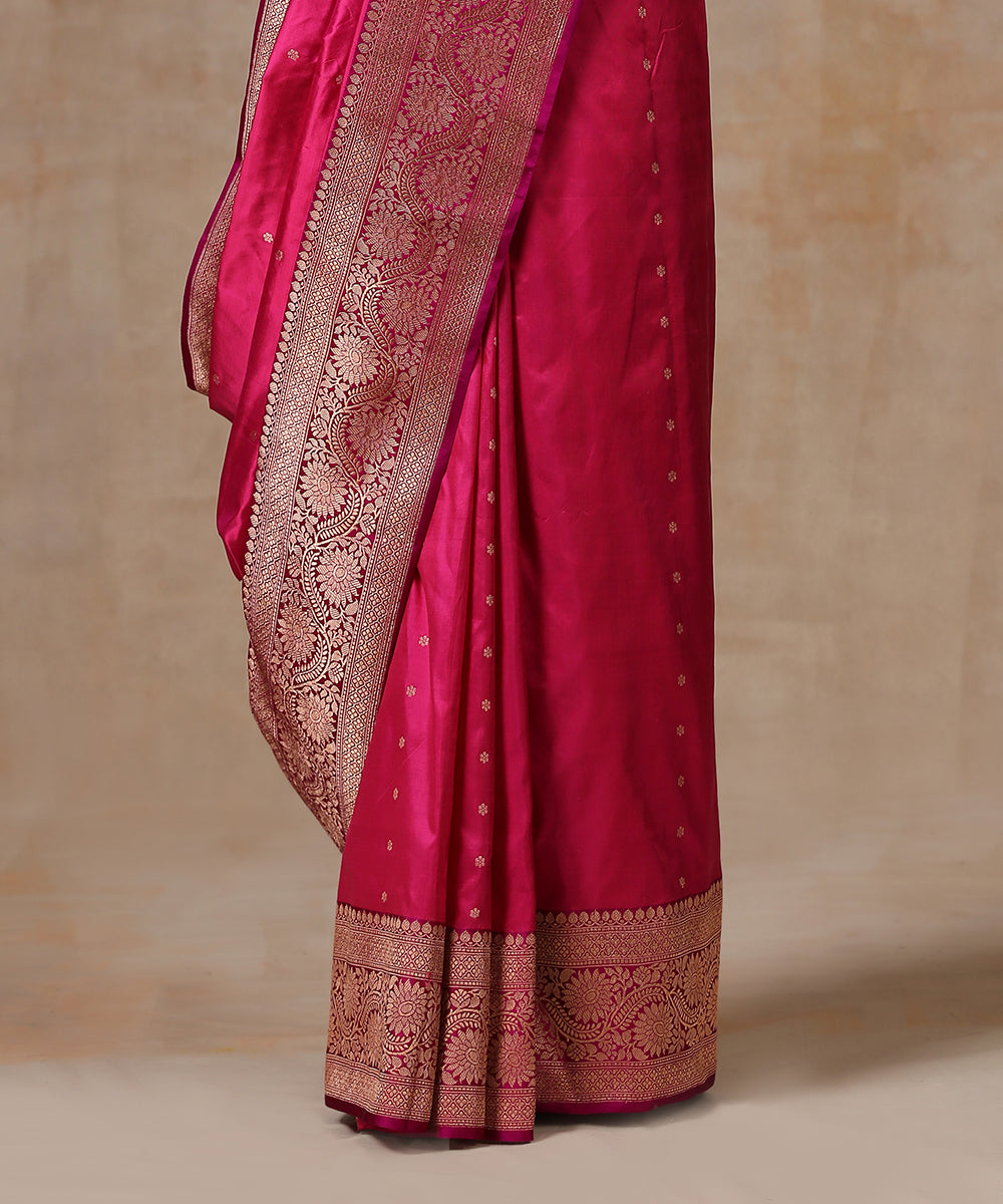 Handloom_Rani_Pink_Pure_Katan_Silk_Banarasi_Saree_With_Zari_Border_WeaverStory_04