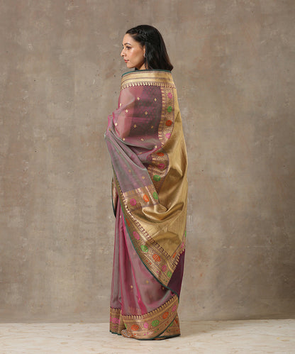 Handloom_Grey_And_Mauve_Organza_Banarasi_Saree_with_Meenakari_Border_WeaverStory_03