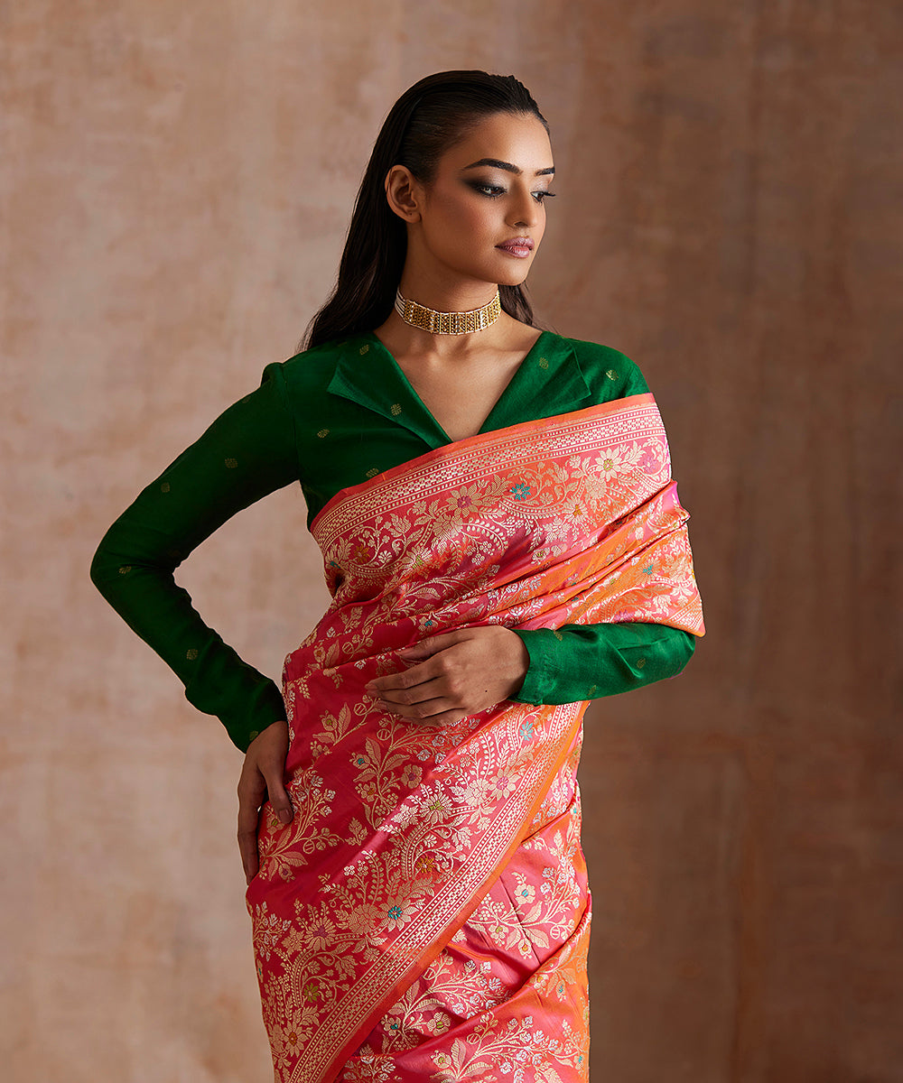 Handloom_Orange_And_Pink_Double_Shade_Pure_Katan_Silk_Banarasi_Saree_WeaverStory_01