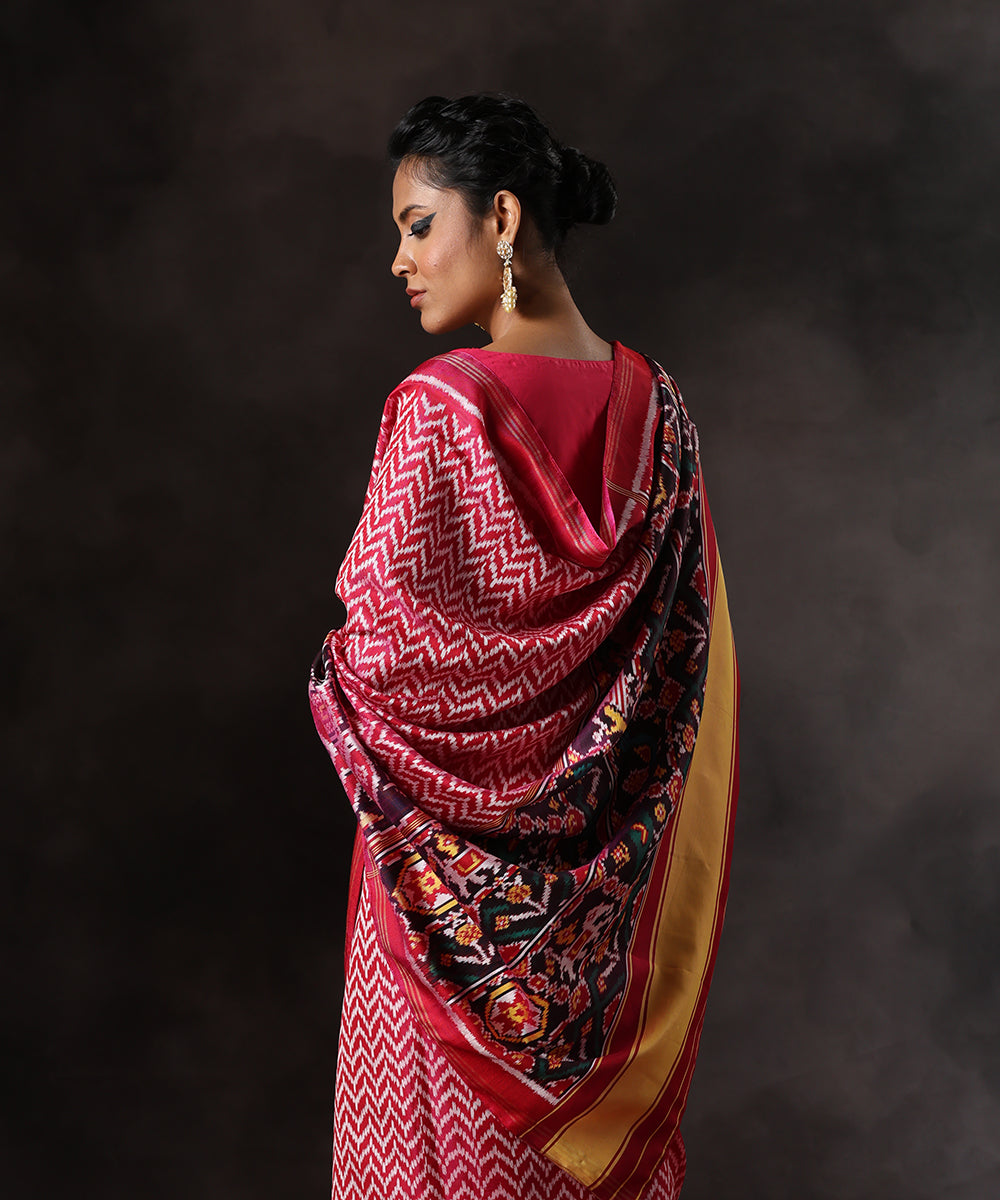 Handloom_Red_Pure_Mulberry_Silk_Twill_Weave_Ikat_Patola_Saree_WeaverStory_01