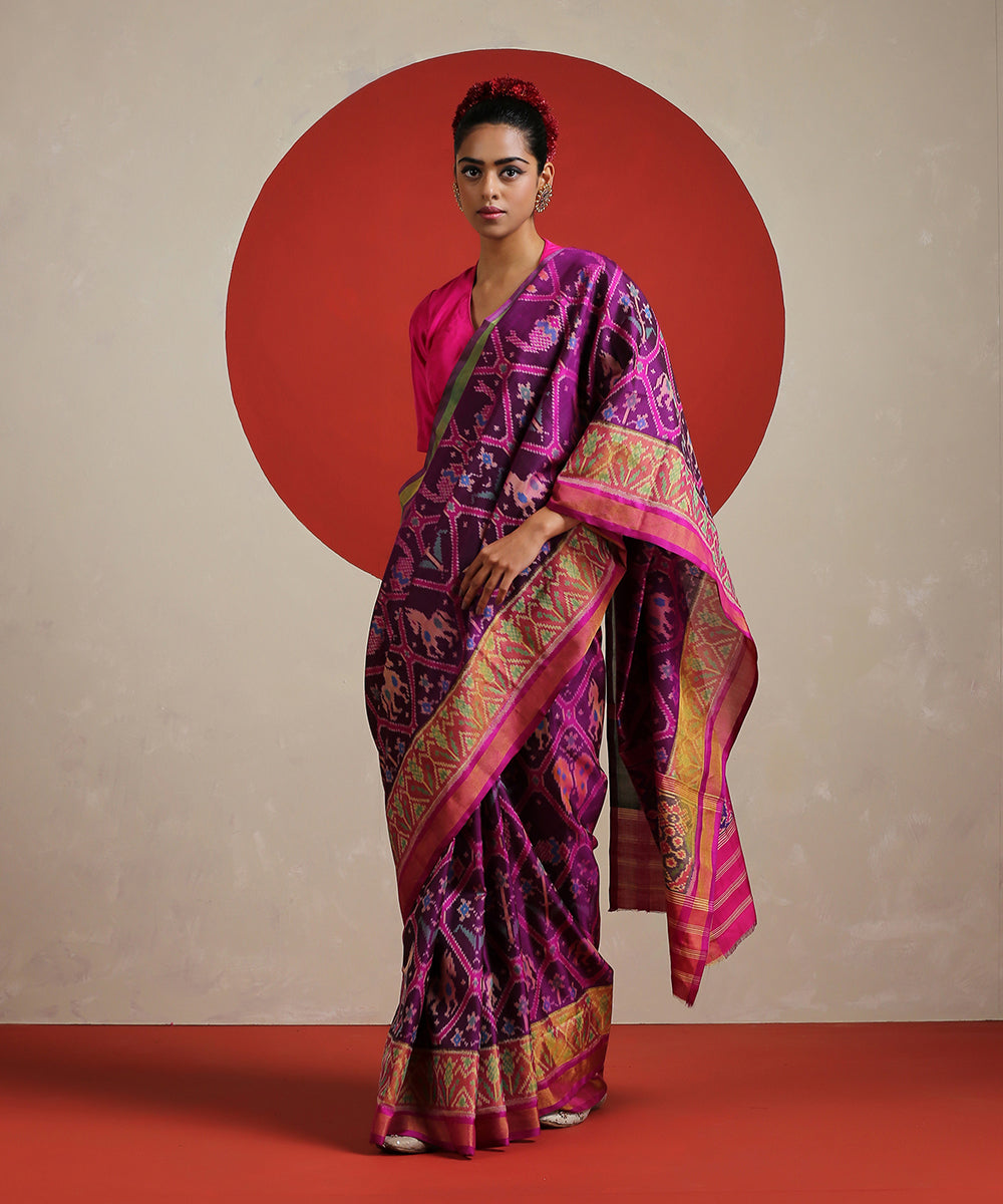 Handloom_Voilet_Pure_Mulberry_Silk_Patola_With_Tissue_Border_Saree_WeaverStory_02