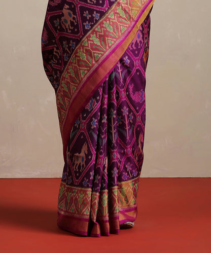 Handloom_Voilet_Pure_Mulberry_Silk_Patola_With_Tissue_Border_Saree_WeaverStory_04