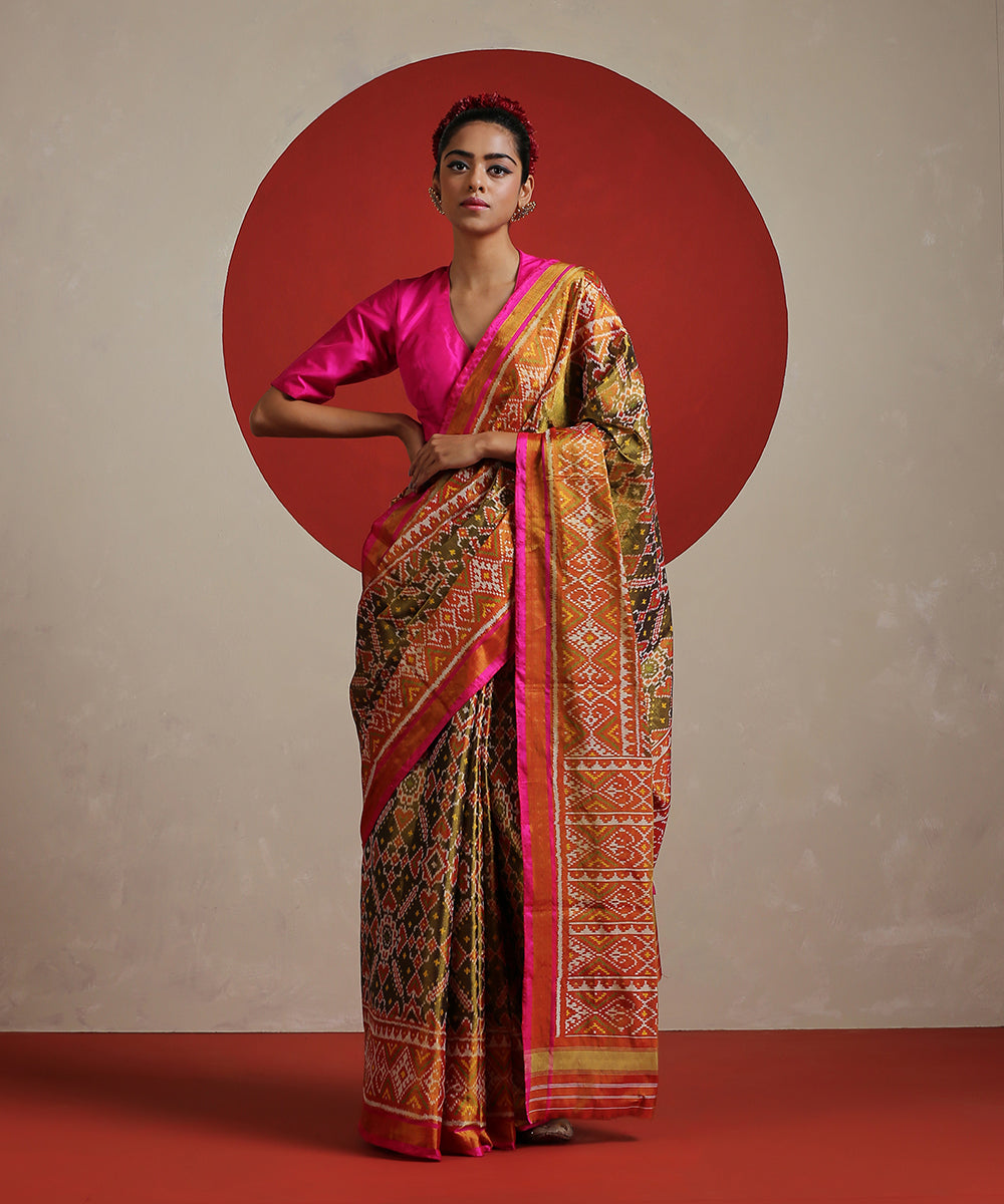 Handloom_Mustard_Double_Shade_Tissue_Silk_Patola_Saree_With_Single_Ikat_Weave_WeaverStory_02