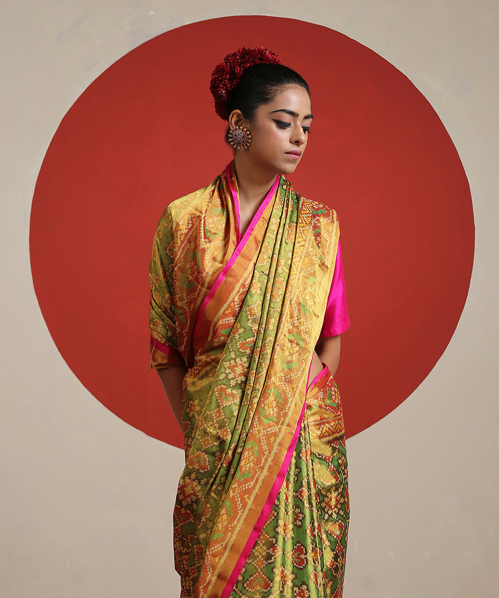 Mustard_Green_Handloom_Double_Shade_Tissue_Silk_Patola_Saree_WeaverStory_01