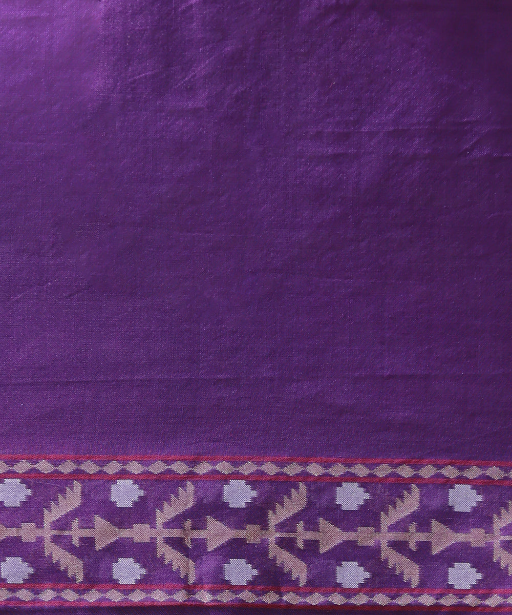 Handloom_Purple_Cotton_ Banarasi_Jamdani_Saree_With_Red_Selvedge_WeaverStory_05