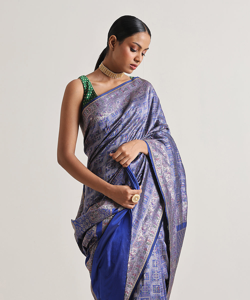 Blue_Handloom_Pure_Katan_Silk_Banarasi_Gharchola_Saree_With_Cutwork_Weave_WeaverStory_01