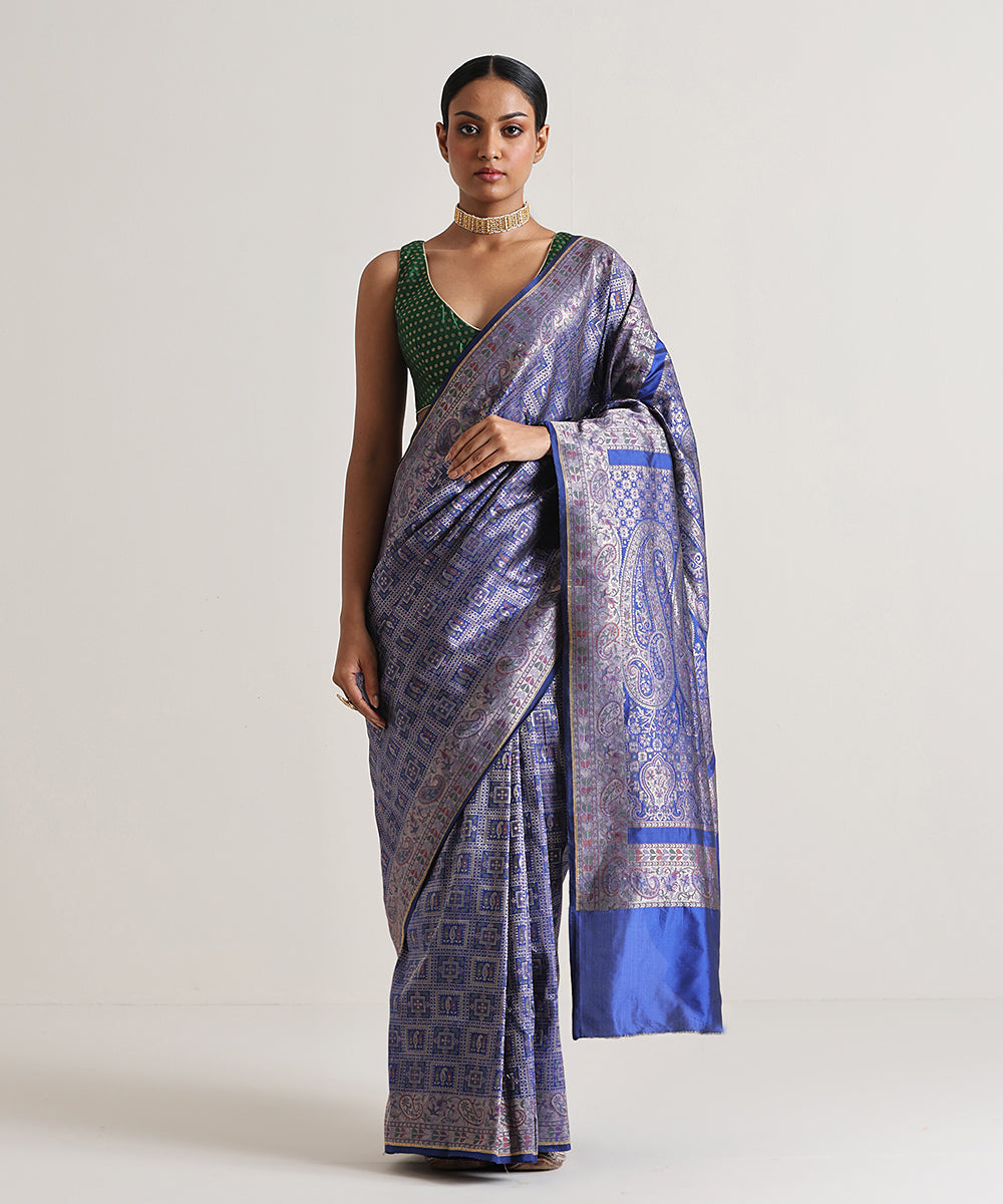 Blue_Handloom_Pure_Katan_Silk_Banarasi_Gharchola_Saree_With_Cutwork_Weave_WeaverStory_02