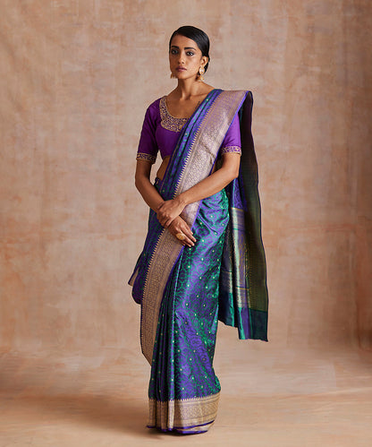 Handloom_Voilet_Double_Shade_Pure_Katan_Silk_Banarasi_Saree_With_Resham_And_Booti_WeaverStory_02