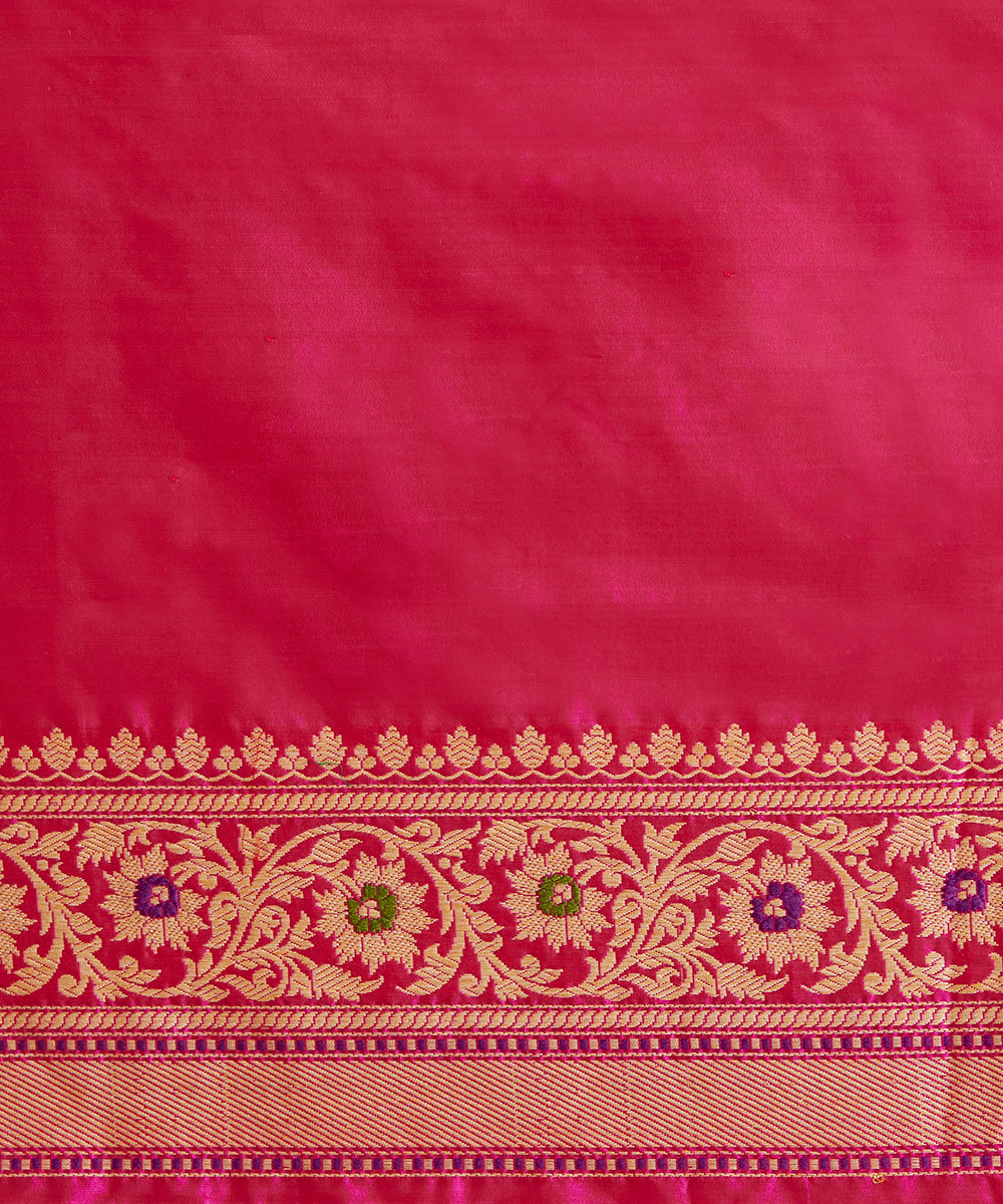 Hot_Pink_Handloom_Pure_Katan_Silk_Banarasi_Saree_With_Meenakari_Floral_Jaal_WeaverStory_05