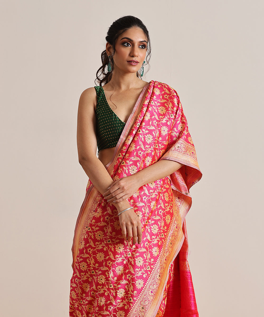 Hot_Pink_Handloom_Pure_Katan_Silk_Tanchoi_Banarasi_Saree_With_Meenakari_WeaverStory_01