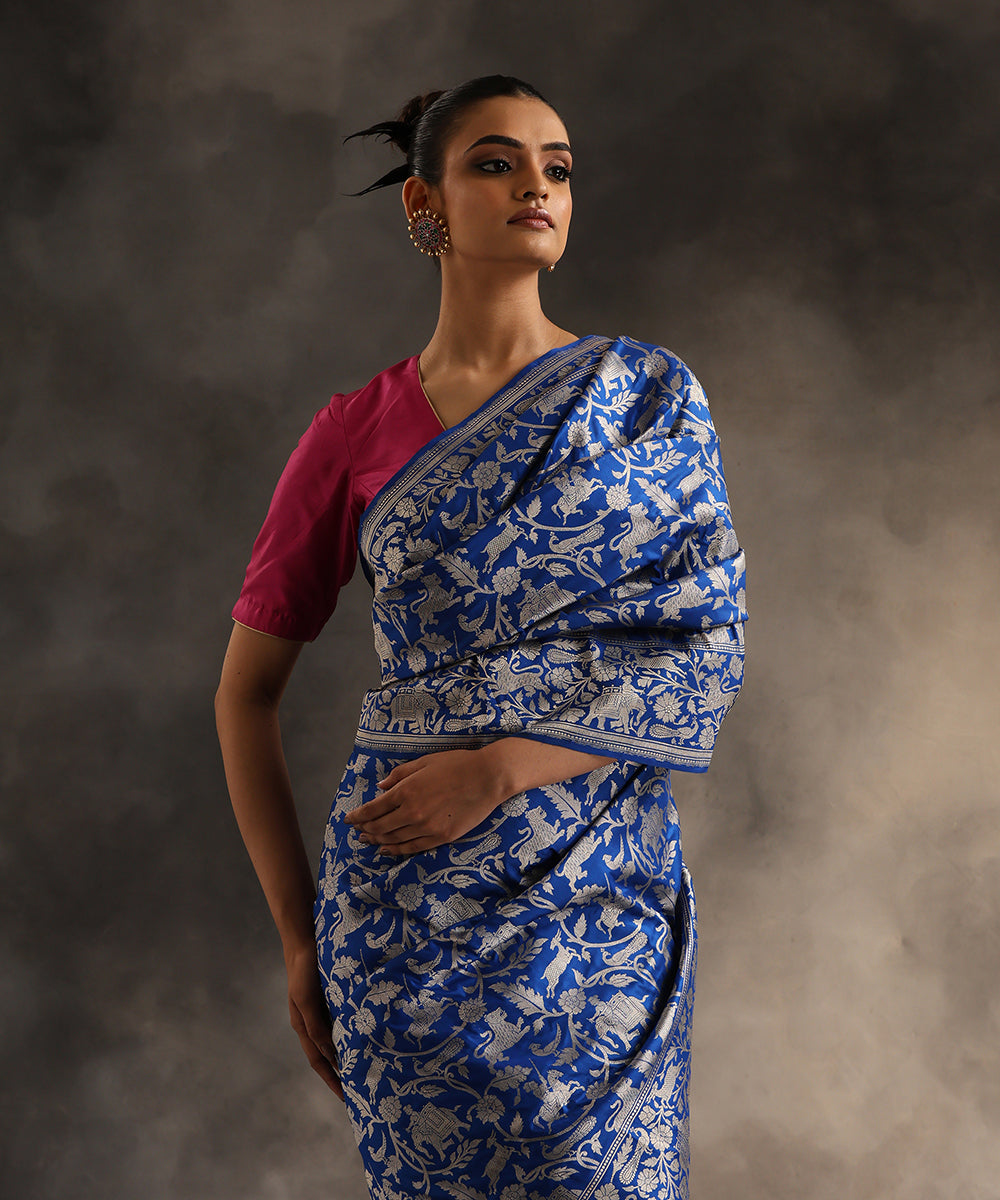 Electric_Blue_Handloom_Pure_Katan_Silk_Shikargah_Banarasi_Saree_WeaverStory_01