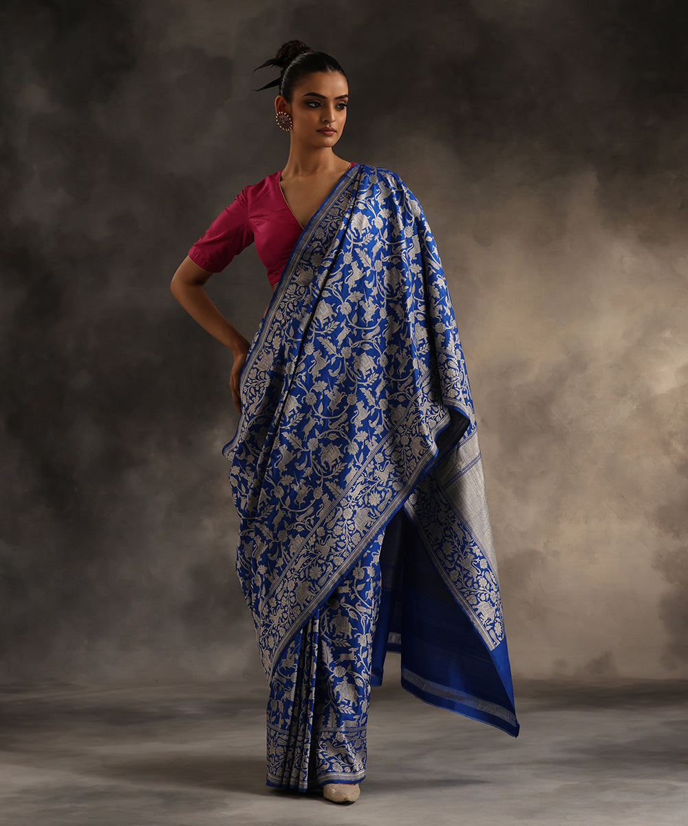 Electric_Blue_Handloom_Pure_Katan_Silk_Shikargah_Banarasi_Saree_WeaverStory_02