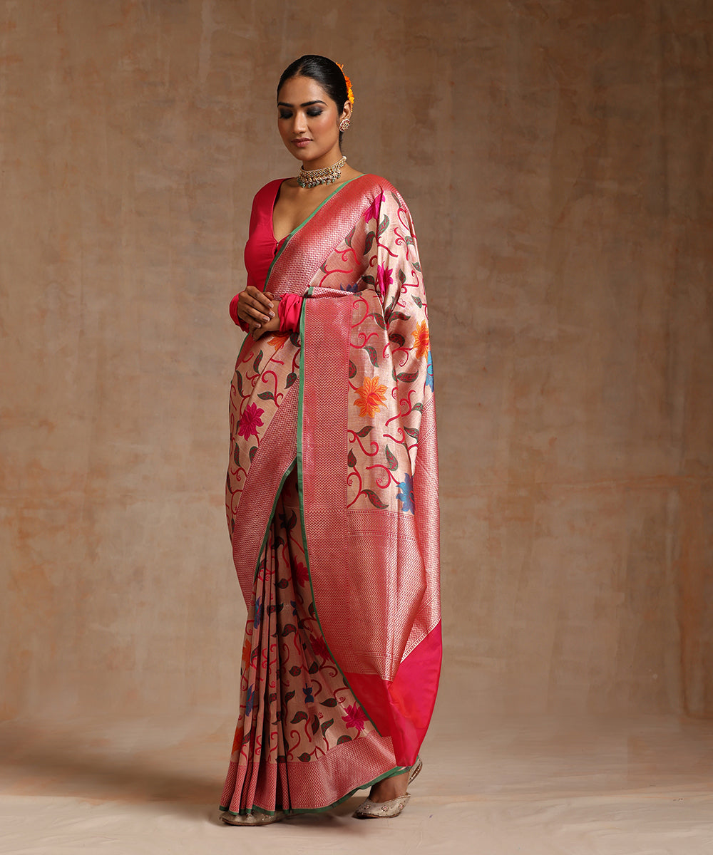 Handloom_Rani_Pink_And_Gold_Pure_Katan_Silk_Kimkhab_Banarasi_Saree_WeaverStory_02