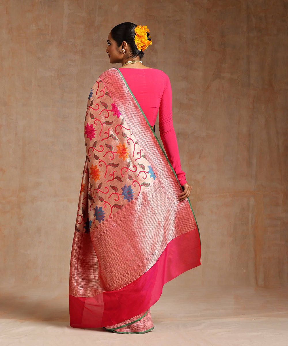 Handloom_Rani_Pink_And_Gold_Pure_Katan_Silk_Kimkhab_Banarasi_Saree_WeaverStory_03