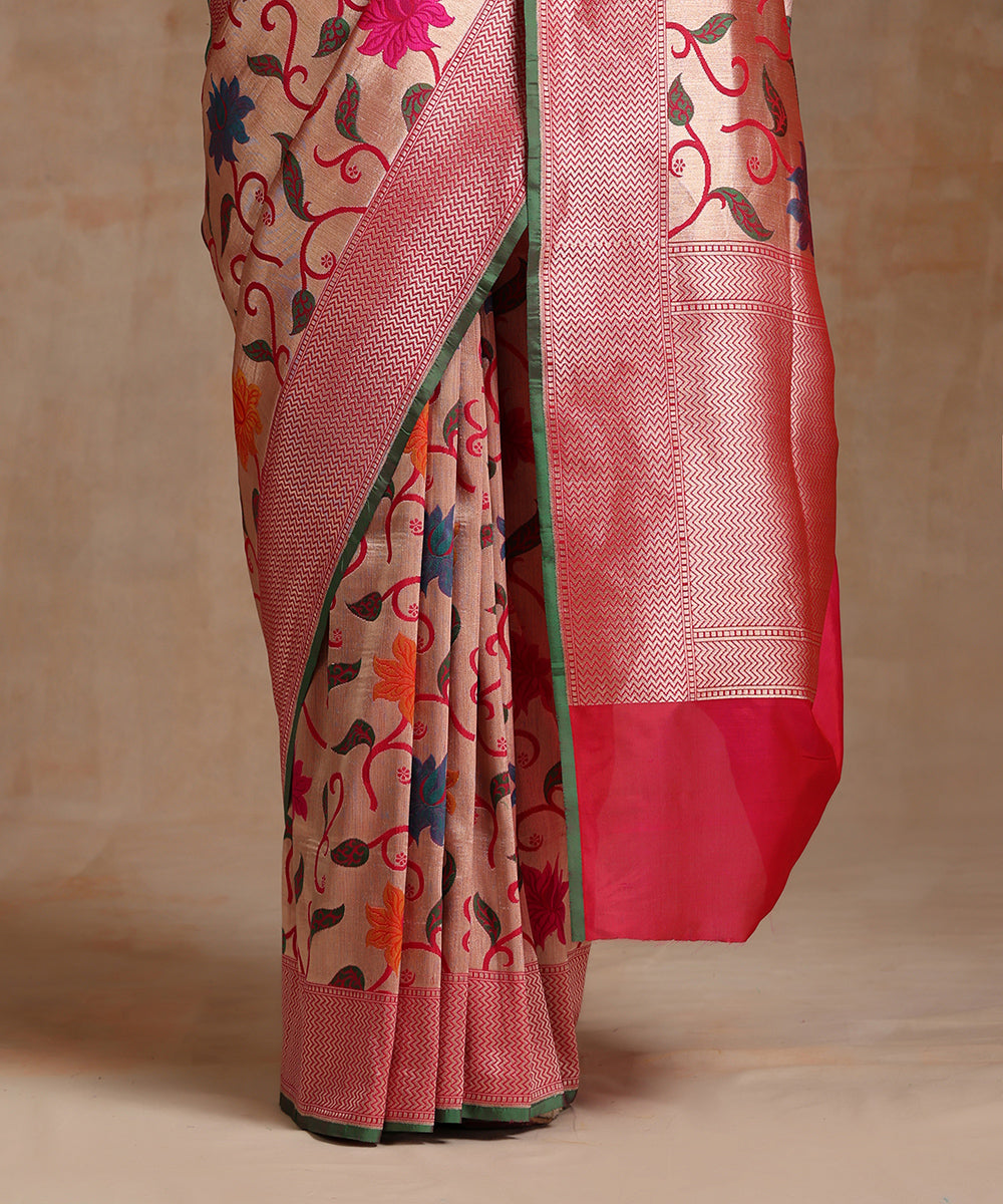 Handloom_Rani_Pink_And_Gold_Pure_Katan_Silk_Kimkhab_Banarasi_Saree_WeaverStory_04